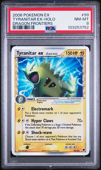 2006 Pokemon Ex Dragon Frontiers 99 Tyranitar Ex-holo PSA