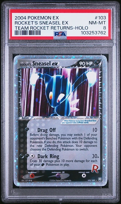 2004 Pokemon Ex Team Rocket Returns 103 Rocket's Sneasel Ex-holo PSA 8