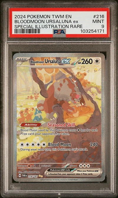 2024 Pokemon Twm En-twilight Masquerade 216 Bloodmoon Ursaluna Ex Special Illustration Rare PSA