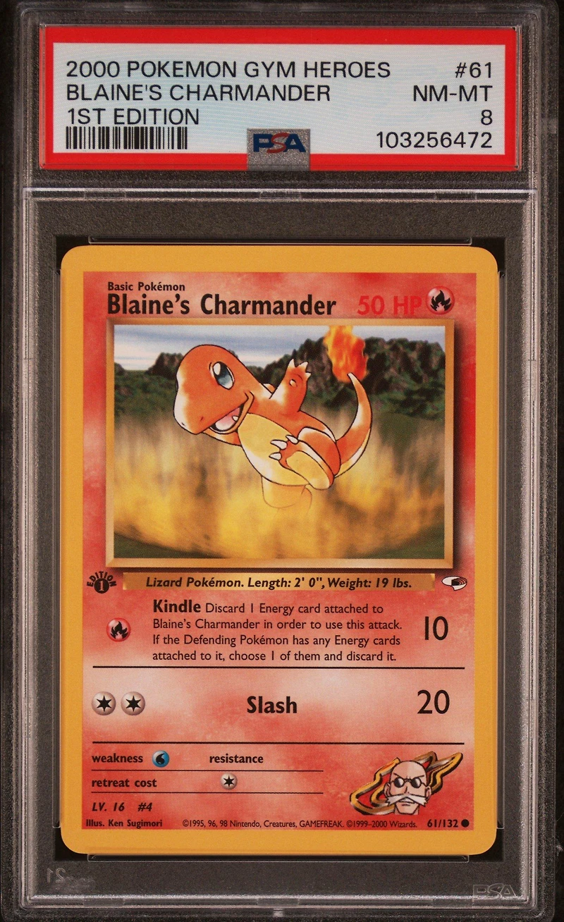 2000 Pokemon Gym Heroes 61 Blaine's Charmander 1st Edition PSA