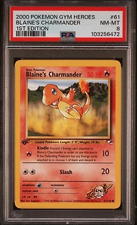 2000 Pokemon Gym Heroes 61 Blaine's Charmander 1st Edition PSA