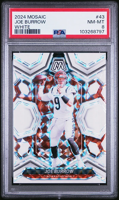 2024 Panini Mosaic 43 Joe Burrow White PSA 8