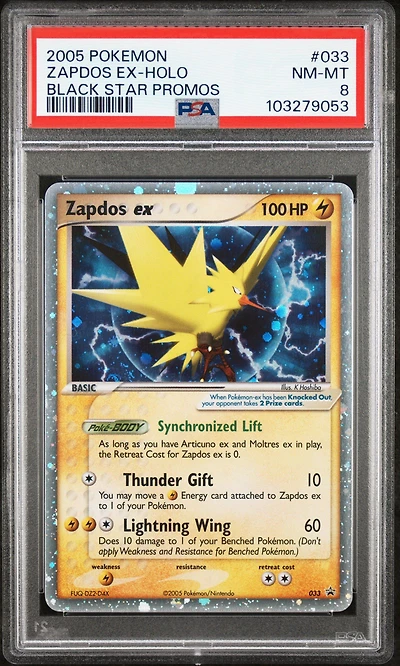 2005 Pokemon Black Star Promos 033 Zapdos Ex-holo PSA
