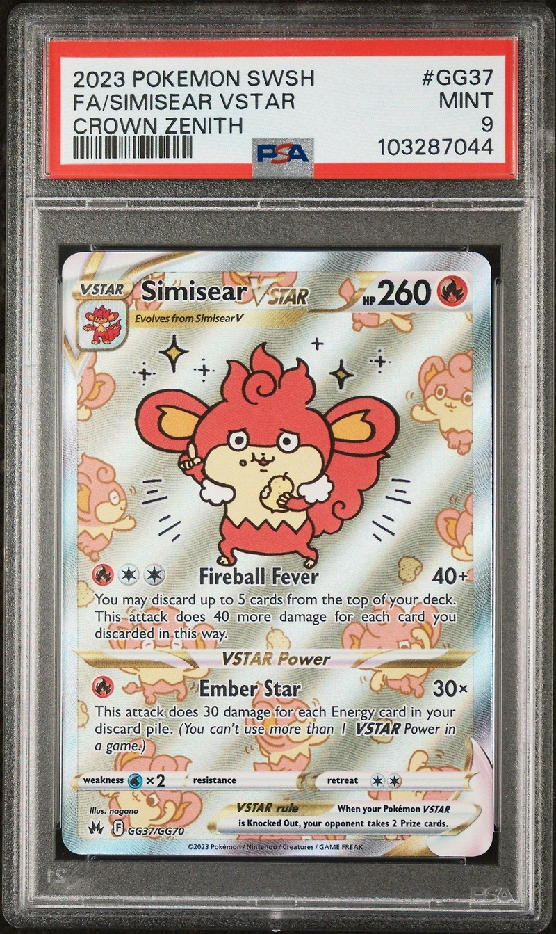 2023 Pokemon Sword And Shield Crown Zenith Gg37 Full Art/simisear Vstar PSA