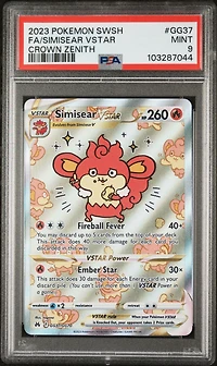 2023 Pokemon Sword And Shield Crown Zenith Gg37 Full Art/simisear Vstar PSA