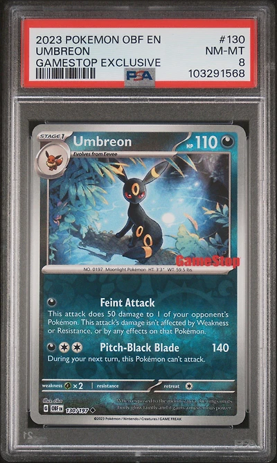 2023 Pokemon Obf En-obsidian Flames 130 Umbreon Gamestop Exclusive PSA