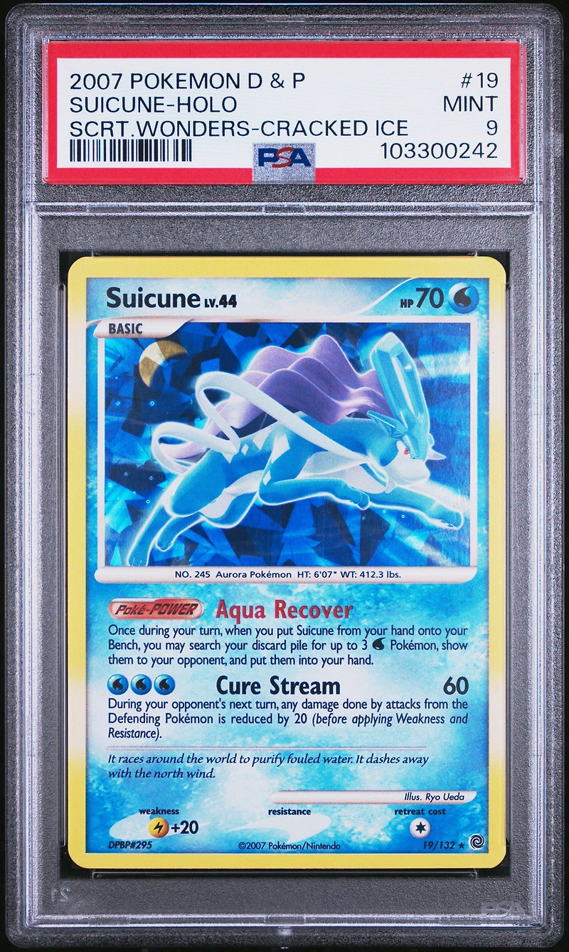 2007 Pokemon Diamond & Pearl Secret Wonders 19 Suicune-holo Cracked Ice PSA