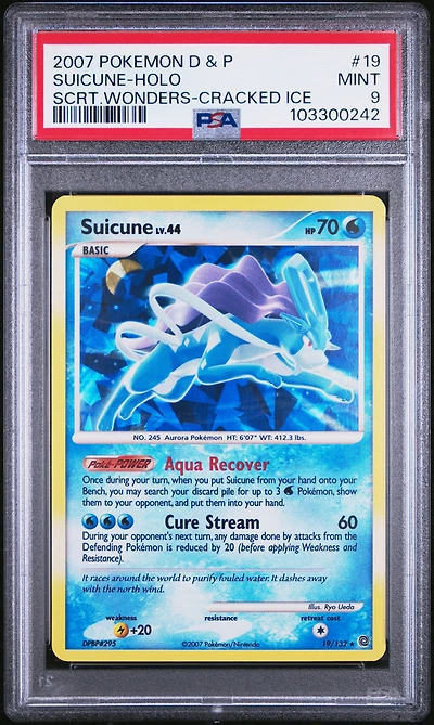 2007 Pokemon Diamond & Pearl Secret Wonders 19 Suicune-holo Cracked Ice PSA