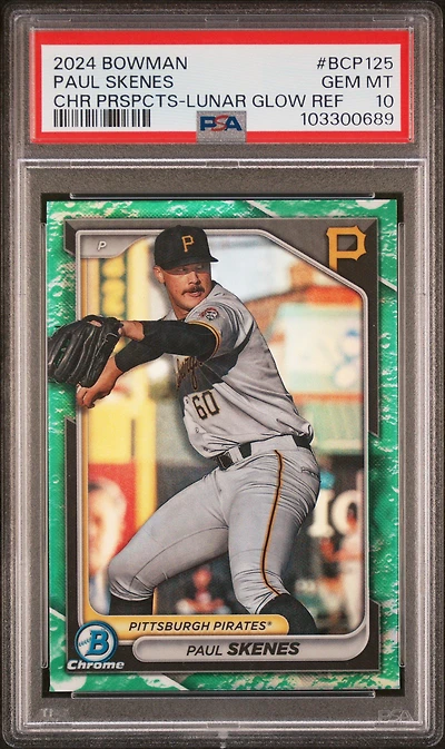 2024 Bowman Chrome Prospects Bcp125 Paul Skenes Lunar Glow Refractor PSA