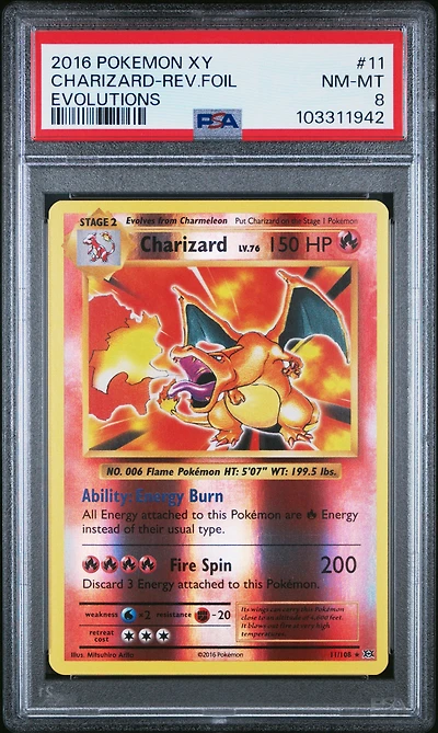 2016 Pokemon Xy Evolutions 11 Charizard-reverse Foil PSA