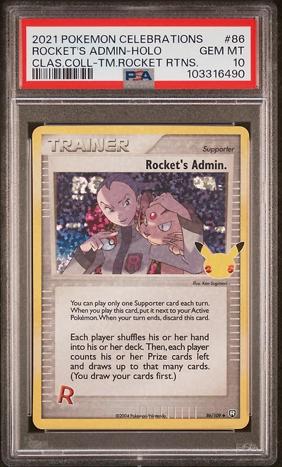 2021 Pokemon Celebrations Classic Collection 86 Rocket's Admin-holo PSA