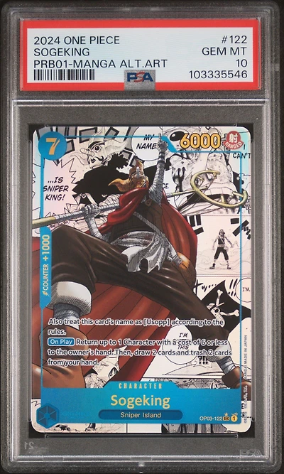 2024 One Piece Prb01-premium Booster -one Piece Card The Best- 122 Sogeking Manga Alternate Art PSA 10