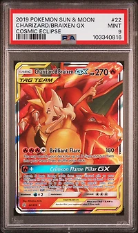 2019 Pokemon Sun & Moon Cosmic Eclipse 22 Charizard & Braixen Gx PSA