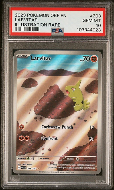 2023 Pokemon Obf En-obsidian Flames 203 Larvitar Illustration Rare PSA