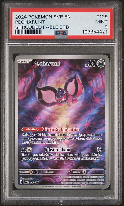 2024 Pokemon Svp En-sv Black Star Promo 129 Pecharunt Shrouded Fable Elite Trainer Box PSA