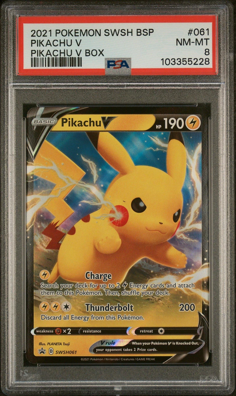 2021 Pokemon Swsh Black Star Promo 061 Pikachu V Pikachu V Box PSA