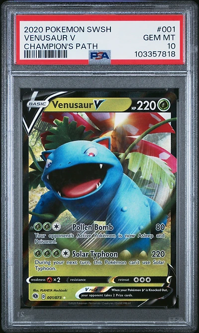 2020 Pokemon Sword & Shield Champion's Path 001 Venusaur V PSA