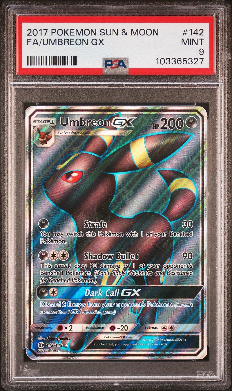 2017 Pokemon Sun & Moon 142 Full Art/umbreon Gx PSA
