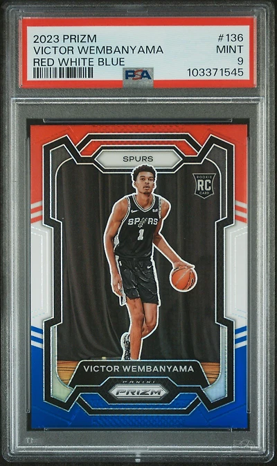 2023 Panini Prizm 136 Victor Wembanyama Red White Blue PSA