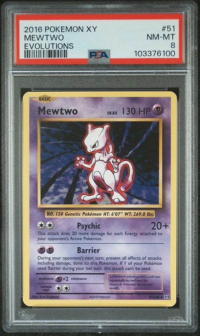 2016 Pokemon Xy Evolutions 51 Mewtwo PSA