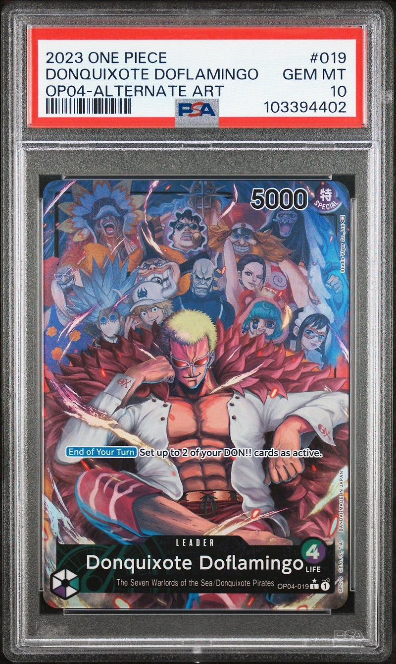 2023 One Piece Op04-kingdoms Of Intrigue Donquixote Doflamingo Alternate Art PSA 10