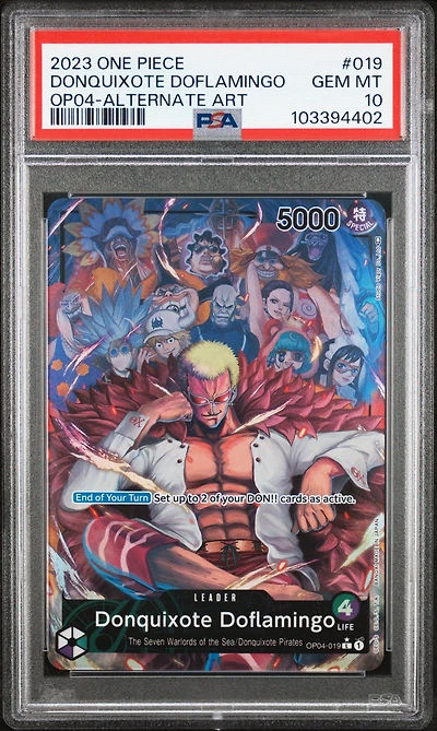 2023 One Piece Op04-kingdoms Of Intrigue Donquixote Doflamingo Alternate Art PSA 10