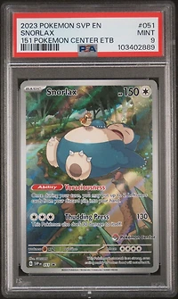 2023 Pokemon Svp En-sv Black Star Promo 051 Snorlax 151 Pokemon Center Elite Trainer Box PSA