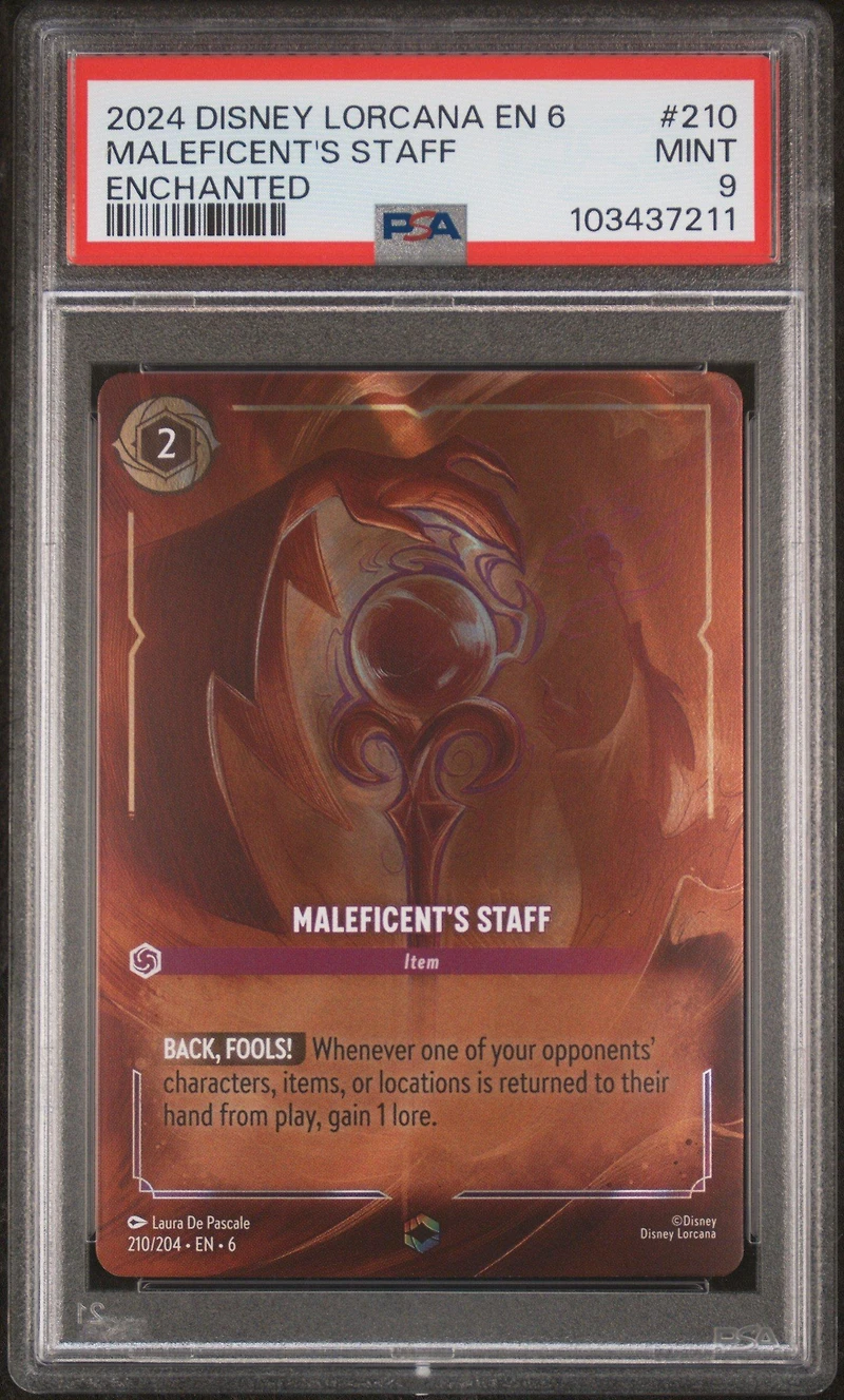 2024 Disney Lorcana En 6-azurite Sea 210 Maleficent's Staff Enchanted PSA