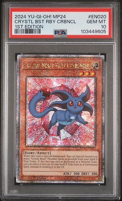 2024 Yu-gi-oh! Mp24-25th Anniversary Tin: Dueling Mirrors En020 Crystal Beast Ruby Carbuncle 1st Edition PSA 10