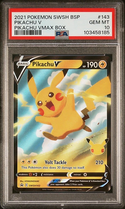 2021 Pokemon Swsh Black Star Promo 143 Pikachu V Pikachu Vmax Box PSA
