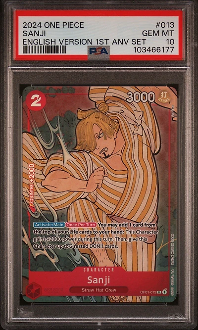 2024 One Piece English Version 1st Anniversary Set 013 Sanji PSA 10