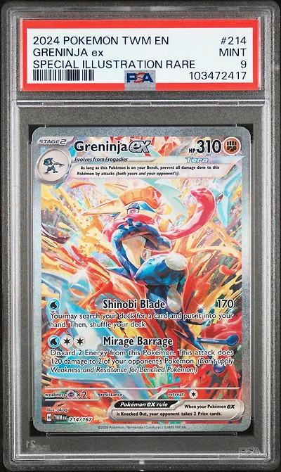 2024 Pokemon Twm En-twilight Masquerade 214 Greninja Ex Special Illustration Rare PSA