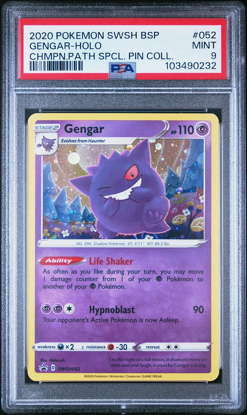 2020 Pokemon Swsh Black Star Promo 052 Gengar-holo Champion's Path Special Pin Collection PSA