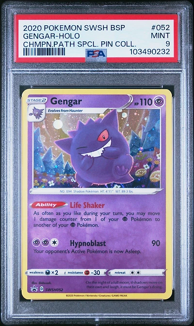 2020 Pokemon Swsh Black Star Promo 052 Gengar-holo Champion's Path Special Pin Collection PSA