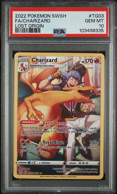 2022 Pokemon Sword & Shield Lost Origin Tg03 Full Art/charizard PSA