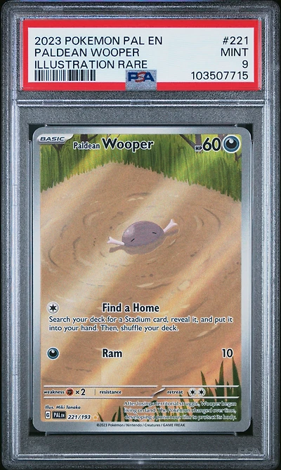 2023 Pokemon Pal En-paldea Evolved 221 Paldean Wooper Illustration Rare PSA 9