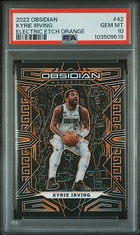 2022 Panini Obsidian 42 Kyrie Irving Electric Etch Orange PSA 10