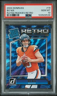 2024 Panini Donruss Rated Rookies Retro 19 Bo Nix PSA