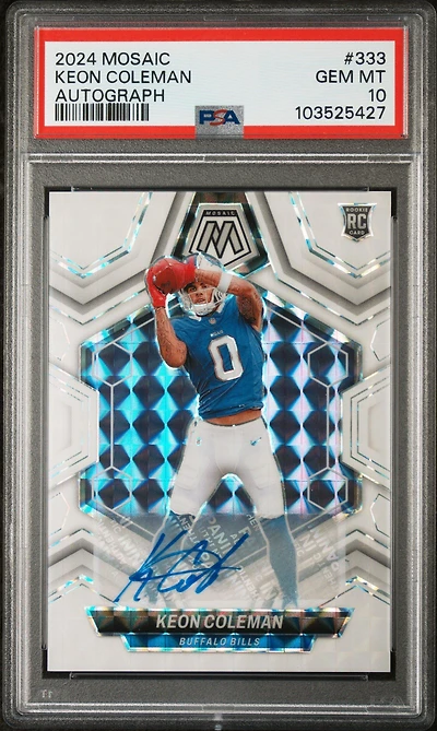 2024 Panini Mosaic 333 Keon Coleman Autograph PSA 10