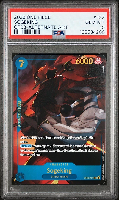 2023 One Piece Op03-pillars Of Strength 122 Sogeking Alternate Art PSA 10