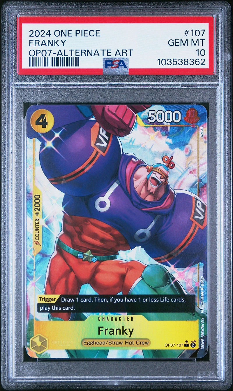 2024 One Piece Op07-500 Years In The Future 107 Franky Alternate Art PSA 10