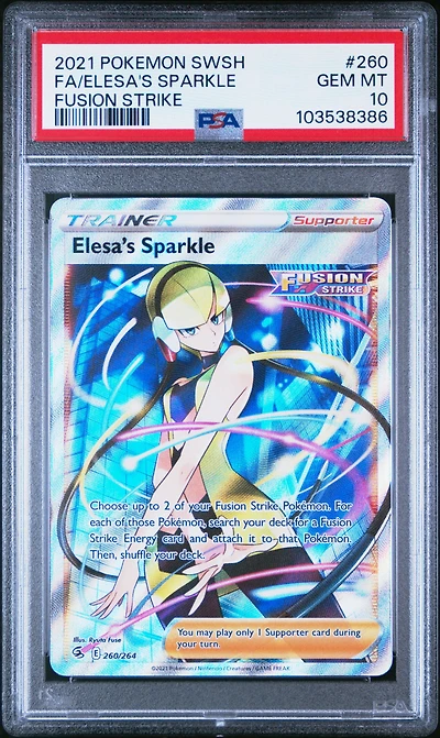 2021 Pokemon Sword & Shield Fusion Strike 260 Full Art/elesa's Sparkle PSA