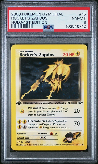 2000 Pokemon Gym Challenge 15 Rocket's Zapdos Holo-1st Edition PSA