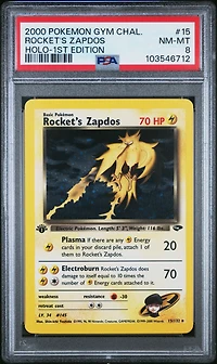 2000 Pokemon Gym Challenge 15 Rocket's Zapdos Holo-1st Edition PSA