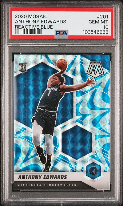 2020 Panini Mosaic 201 Anthony Edwards Reactive Blue PSA 10
