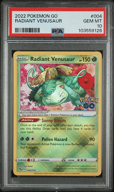 2022 Pokemon Go 004 Radiant Venusaur PSA