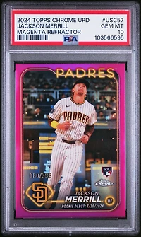2024 Topps Chrome Update Usc57 Jackson Merrill Magenta Refractor PSA 10