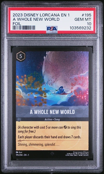 2023 Disney Lorcana En 1-the First Chapter 195 A Whole New World Foil PSA 10