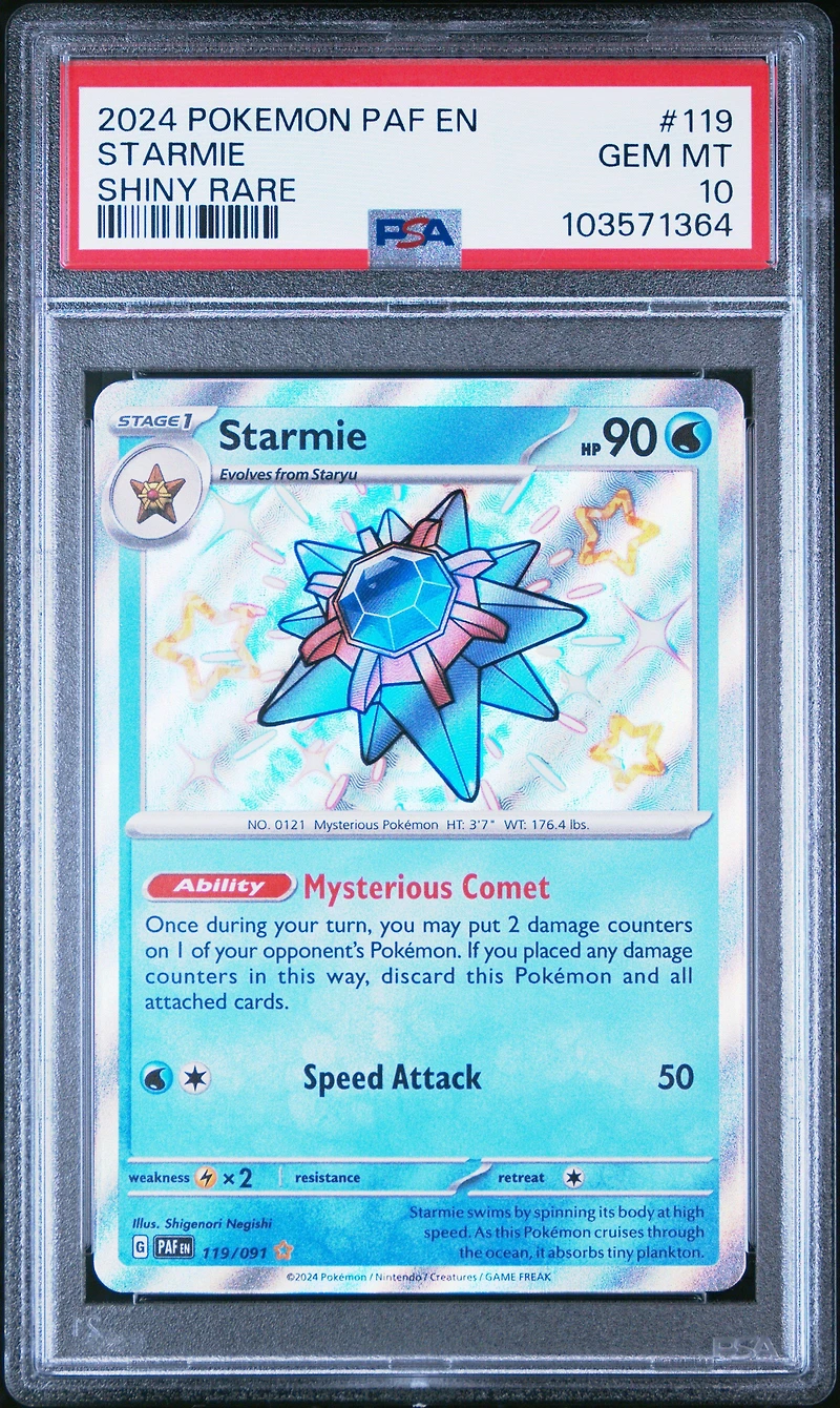 2024 Pokemon Paf En-paldean Fates 119 Starmie Shiny Rare PSA