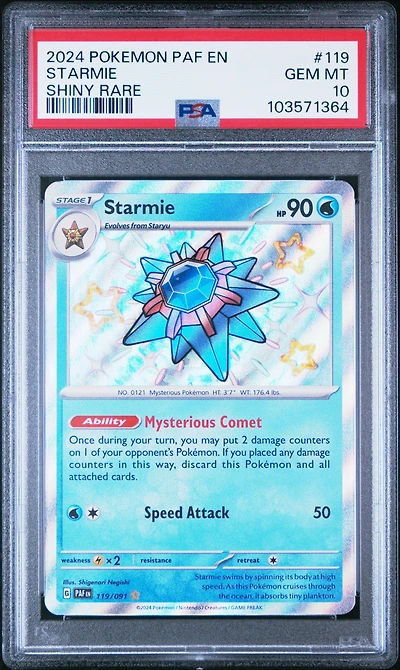 2024 Pokemon Paf En-paldean Fates 119 Starmie Shiny Rare PSA
